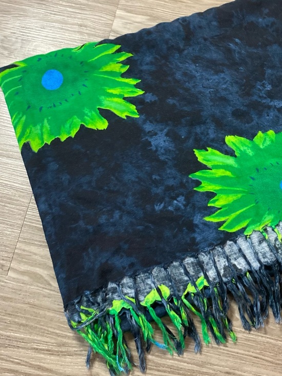 Ingear Y2K Sheer Fringe Open Front Jacket – Black & Neon Green Floral – Size M - Picture 3 of 7